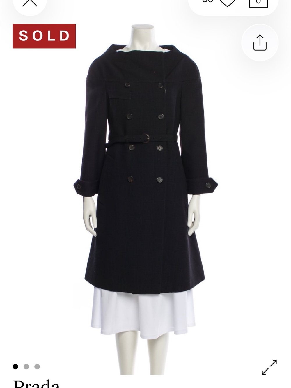 Vintage AW 2003 Prada Black Double-Breasted Trench Coat